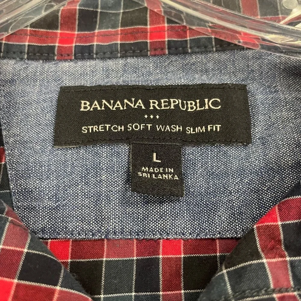 Banana Republic Men's Checkered Button Up Shirt Slim Fit Multicolor Size Large